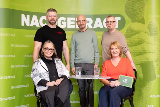 Organisationsteam der Grünen: Stefan Eitler, Christian Ecker, Christian Dusek und Helga Krismer mit Gast Lisa Muhr (links). | Foto: Grünen Baden