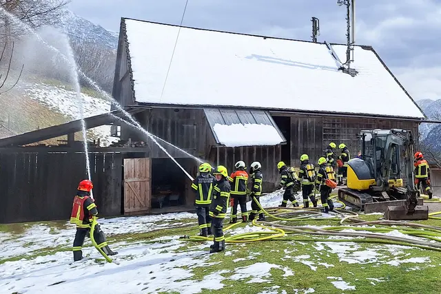Das Übungsszenario: Brand eines landwirtschaftlichen Objektes hoch über dem Goiserertal. | Foto: FF Bad Goisern