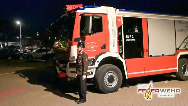 Das neue Einsatzfahrzeug HLF 3 2000 Tunnel wurde im Rahmen der Versammlung feierlich in den Dienst gestellt. | Foto: FF Leoben-Stadt