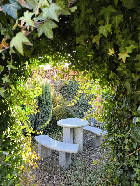 Einer meiner Lieblingsplätze in Mamas Garten 😊 ist diese schöne Marmorsitzecke inmitten von grün 🌿 | Foto: Martina Laserer