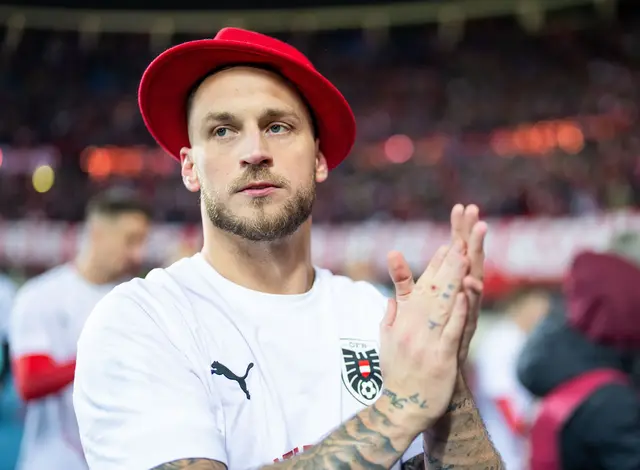 Marko Arnautović – hier zu sehen direkt nach der erfolgreichen WM-Qualifikation im Herbst – traf sich jetzt noch einmal mit Alexander Van der Bellen. | Foto: APA-Images / APA / GEORG HOCHMUTH