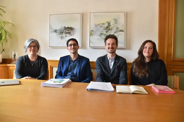 Lenken seit einem Jahr die Geschicke der Stadt Scheibbs: Eva Hottenroth und David Pöcksteiner (SPÖ) sowie Joseph Hofmarcher und Alice Obermann (BUGS) | Foto: Roland Mayr/MeinBezirk Scheibbs