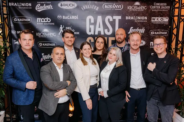 Michael Grossauer (el Gaucho, Goldkost), Ali Caner (Amterl), Axel Nemetz (Hotel at the Park), GR Petra Haslinger, Katharina Santin (Zuckerlecke), Harald Pollak (Das Brötchen), Nadine Pernjak (Kost.Bar), Markus Ruess (Das Friedrich) und Sebastian Makoschitz-Weinreich (WK Bezirksstelle BN Obmann). | Foto: 2026psb/ckollerics