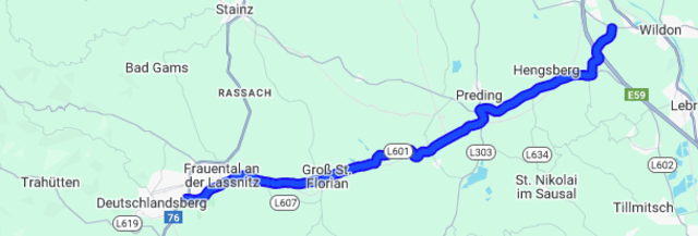 Die L601 verbindet Deutschlandsberg und weitere Gemeinden mit den Autobahnanschlüssen in Hengsberg und Wildon. | Foto: Google