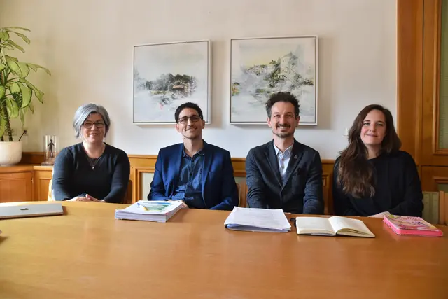 Lenken seit einem Jahr die Geschicke der Stadt Scheibbs: Eva Hottenroth und David Pöcksteiner (SPÖ) sowie Joseph Hofmarcher und Alice Obermann (BUGS) | Foto: Roland Mayr/MeinBezirk Scheibbs