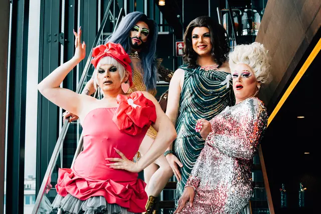 Brunching Divas: die Dragqueens Grazia Patricia und Gigi La Pajette (vorne), Miss LaThoya und Mademoiselle Giselle. | Foto: Georg Kritsch