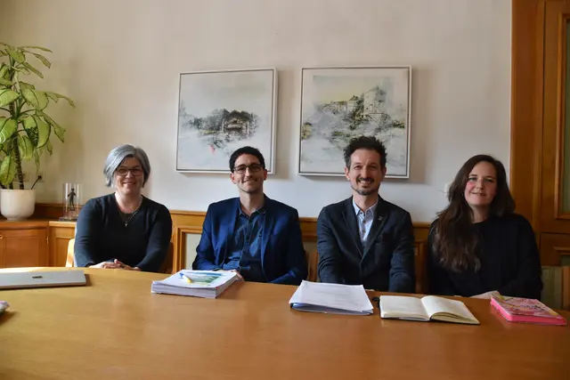 Lenken seit einem Jahr die Geschicke der Stadt Scheibbs: Eva Hottenroth und David Pöcksteiner (SPÖ) sowie Joseph Hofmarcher und Alice Obermann (BUGS) | Foto: Roland Mayr/MeinBezirk Scheibbs