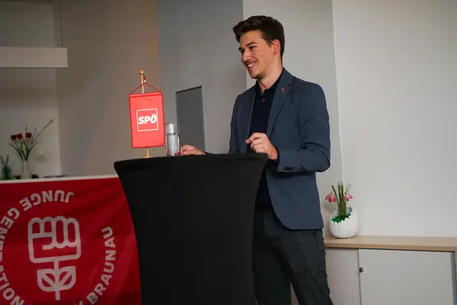 Der wiedergewählte Bezirksvorsitzende Tino Huber | Foto: JG Braunau