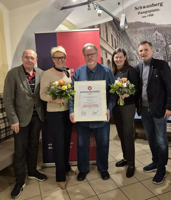 Manfred Kainz, Karina Rüge, Norbert Pilko, Petra Wildbacher und Bürgermeister Karl-Heinz Schuster | Foto: Wirtschaftsbund