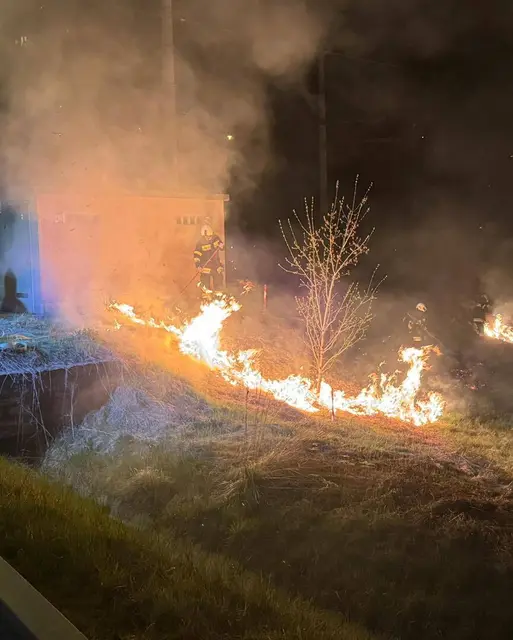 Eine kleine Fläche des Bahndamms stand in Flammen. | Foto: Freiwillige Feuerwehr Föderlach
