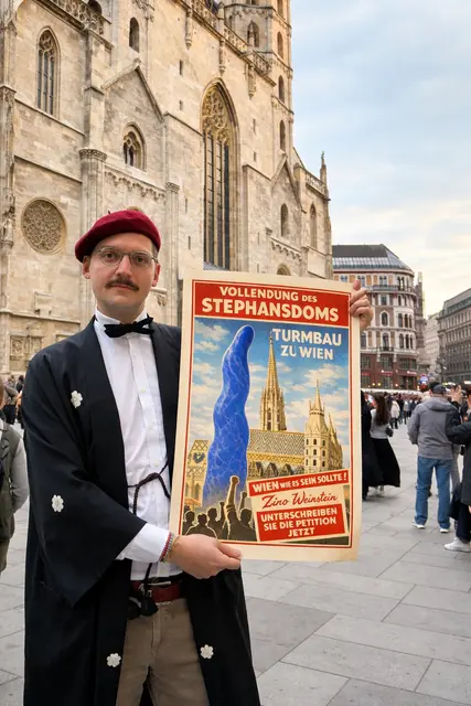 Zino Weinstin und und sein abstrakter Entwurf für den Steffl. | Foto: Zino Weinstein