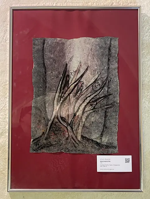 Johann Wutscher
WALDGEISTER
1985
Handgeschöpftes Papier, Erdpigmente
300 x 440 mm
www.verbinndungen.eu | Foto: Josef Goldhofer