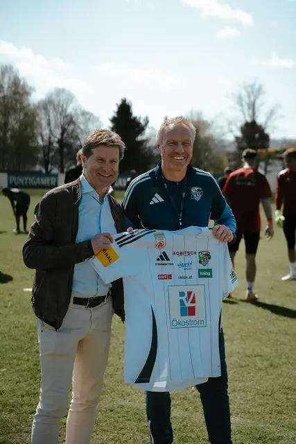 "Wir werden die Bundesliga halten".  
RZ Pellets WAC-Präsident Dietmar Riegler und Neo-Trainer Thomas Silberberger (r.) planen nicht nur gemeinsam für diese Saison, sondern darüber hinaus bis 2028.  | Foto: @Veratschnig/WAC/KK