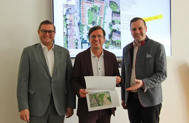 Gemeinsam für leistbares Wohnen: Stadtrat Julian Geier, Vizebürgermeister Ronald Rabitsch und Vizebürgermeister Patrick Jonke. | Foto:  StadtKommunikation