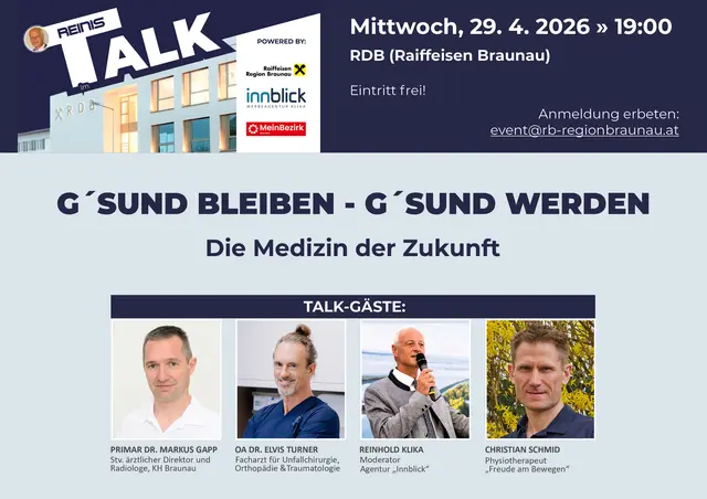 Reinis Talk findet am 29. April im RDB Braunau statt. | Foto: innblick/Klika