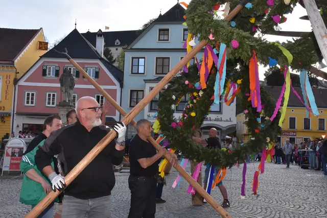   In Grein wird der Maibaum seit dem Ende des 2. Weltkrieges von der SPÖ aufgestellt.  | Foto: Robert Zinterhof