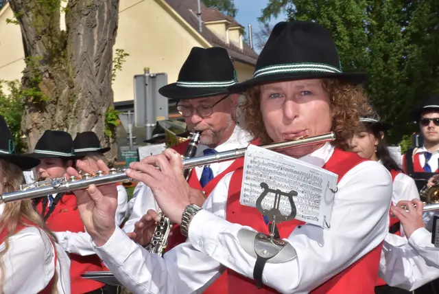 Traditionell begleitet die Stadtkapelle Grein das Aufstellen des Maibaums mit ihren Klängen.  | Foto: Robert Zinterhof