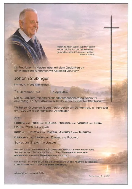 Johann Stubinger, 82 Jahre | Foto: zVg