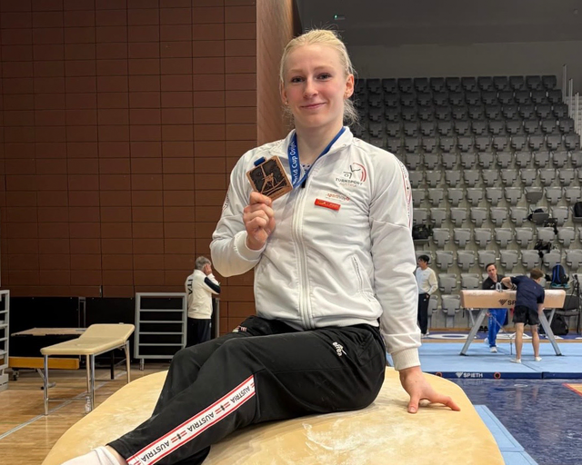 Charlize Mörz holte im Sprungfinale von Osijek die Bronzemedaille. | Foto: Turnsport Austria