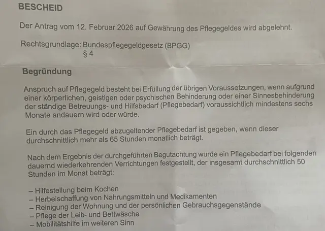 Reformieren der PV-Pflegegeld