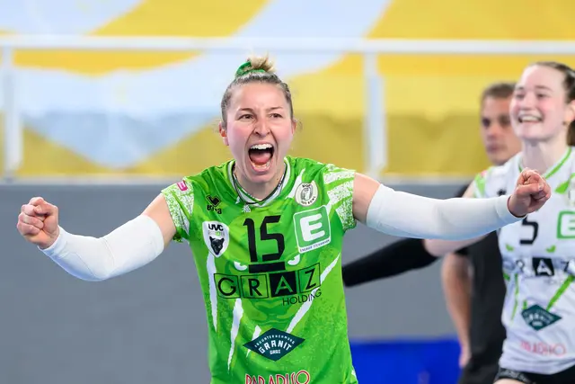 UVC-Kapitänin Anna Oberhauser steht mit ihrem Team im Finale der Austrian Volley League Women. | Foto: GEPA pictures/Daniela Moser