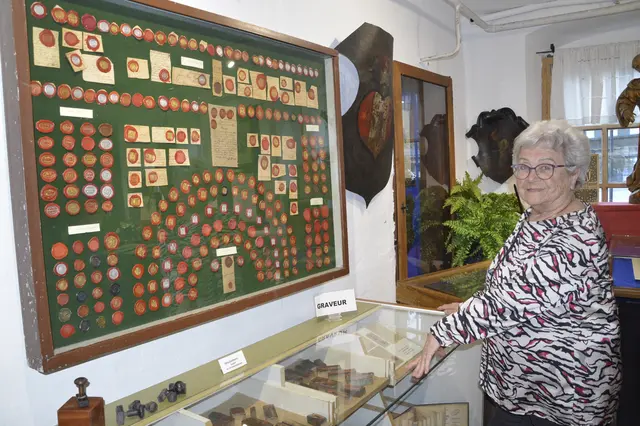 Lotte Kaltschmid bei ihrer Wappensammlung - von kleinen bis A3-großen Wappen mit Familienbeschreibungen. 
 | Foto: Brigitte Eberharter