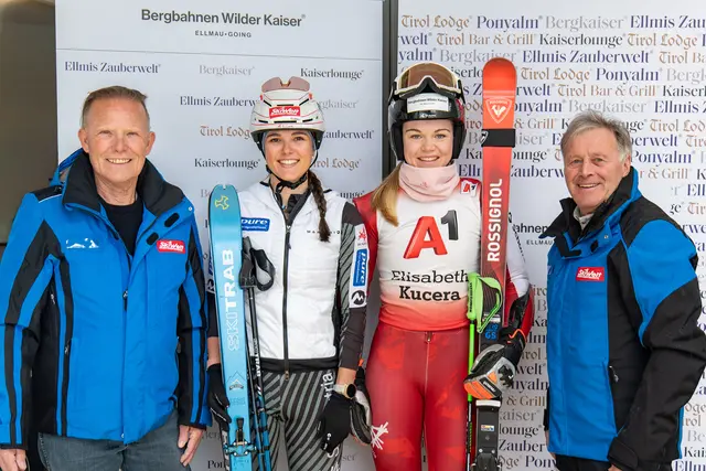 AR-Vors. Hannes Winkler, Skibergsteigerin Emma Albrecht, Skirennläuferin Elisabeth Kucera, GF Klaus Exenberger. | Foto: Bergbahnen Wilder Kaiser