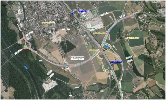 Mit der Errichtung der rund drei Kilometer langen Umfahrung Haid sowie dem Neubau der Anschlussstelle an die A1 West Autobahn und die A25 Welser Autobahn wird der Verkehr neu geordnet. | Foto:  Land OÖ
