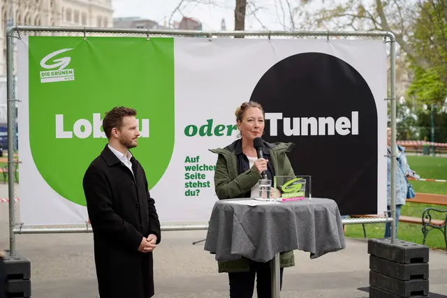 Die Wiener Grünen unter ihren Parteivorsitzenden Peter Kraus und Judith Pühringer gehen mit einer Frühjahrskampagne offensiv gegen die SPÖ Wien und den Lobau-Tunnel vor. | Foto: Grüne Wien