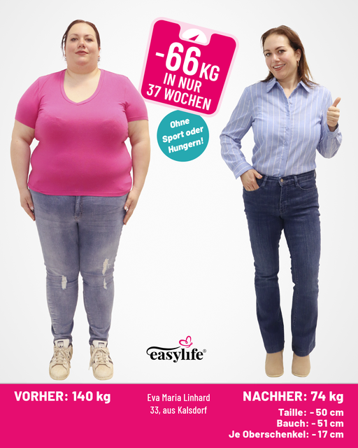 66 Kilo Unterschied – und ein völlig neues Lebensgefühl: Eva Maria Linhard hat ihr Leben komplett verändert.