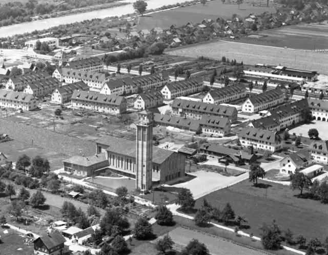 Die Südtirolersiedlung wurde vom Stuttgarter Architekten Helmut Erdle geplant.  | Foto: Sammlung Historische Schrägluftaufnahmen, Vorarlberger Landesbibliothek)