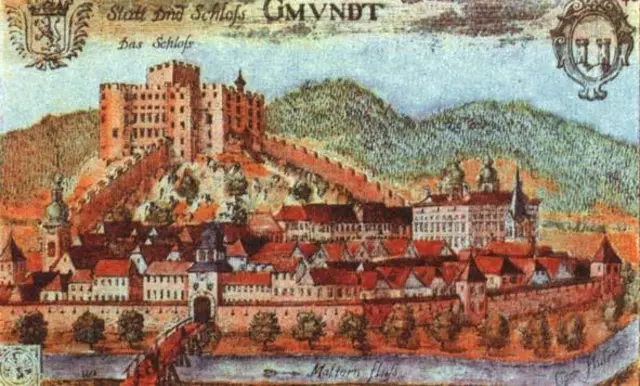 Kolorierter Kupferstich von Gmünd von Andreas Trost nach Johann Weichard von Valvasor | Foto: Alle Burgen
