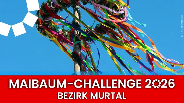 Maibaum mit bunten Bändern als Frühlingssymbol und Zeichen für gelebtes Brauchtum in den steirischen Gemeinden. 