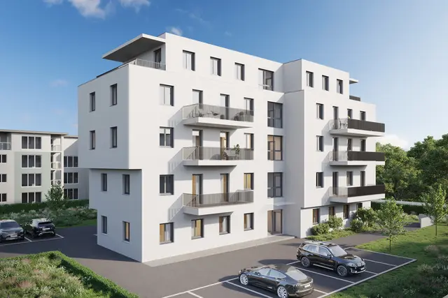 Die Wohnungen verfügen über großzügige XL- Balkone. Ein Lift sorgt für barrierefreien Zugang, die Tiefgaragenplätze sind durchgängig für E-Mobilität vorbereitet.  | Foto: Huber & Drott Immobilien