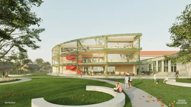 An der Dr. Renner Mittelschule hätte ein Neubau entstehen sollen, mit dem eine Aufstockung von sechs auf 16 Mittelschulklassen geplant war.  | Foto: Ederer/Haghirian