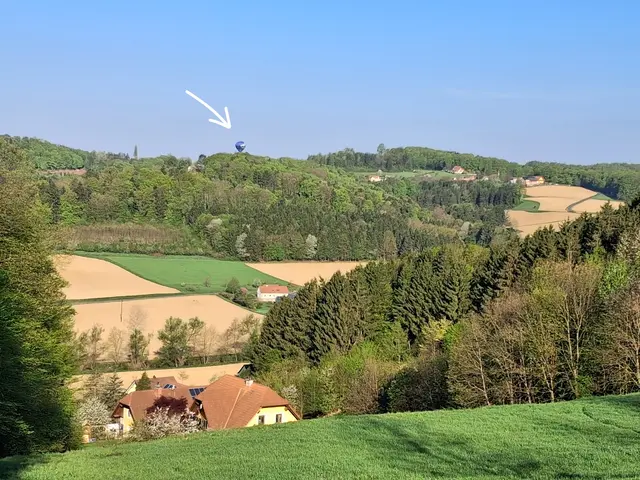 Gleich beim ersten Weitblick, entdecke ich den blauen Ballon am Horizont | Foto: Gold Michaela