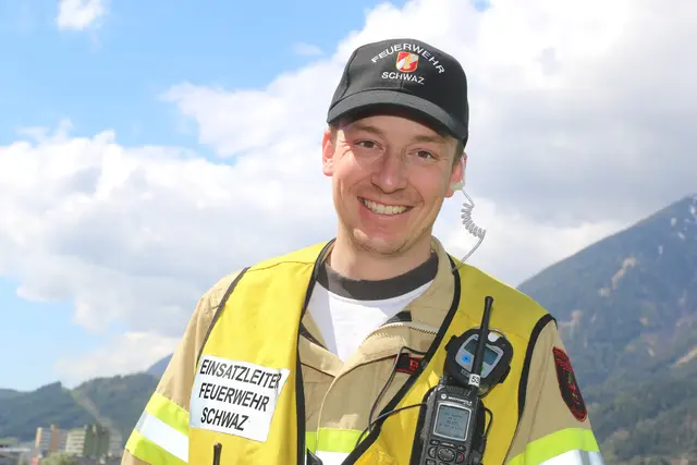 FF Kdt Lukas Baumann leitete den Löscheinsatz beim Silberbergwerk.