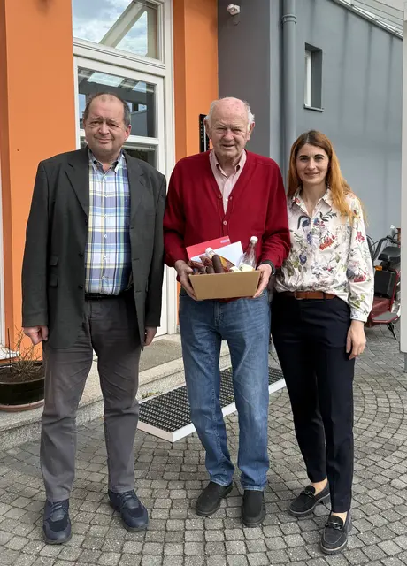 80. Geburtstag: Stadtrat Franz Dampf, Altbürgermeister Kurt Tripamer Senior und Vizebürgermeisterin Carina Laschober-Luif | Foto: Carina Laschober-Luif