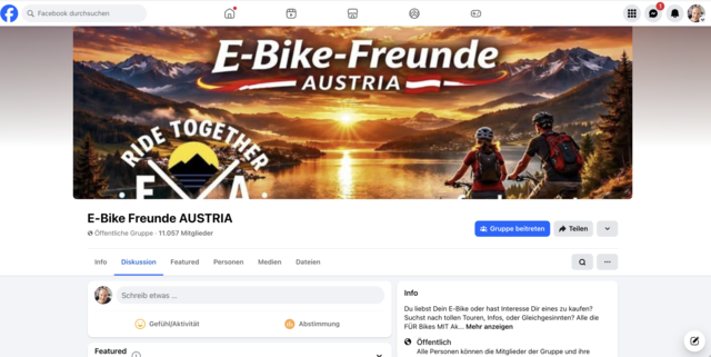 Die Facebook-Gruppe "E-Bike Freunde Austria" zählt über 11.000 Mitglieder.  | Foto: Screenshop Facebook 
