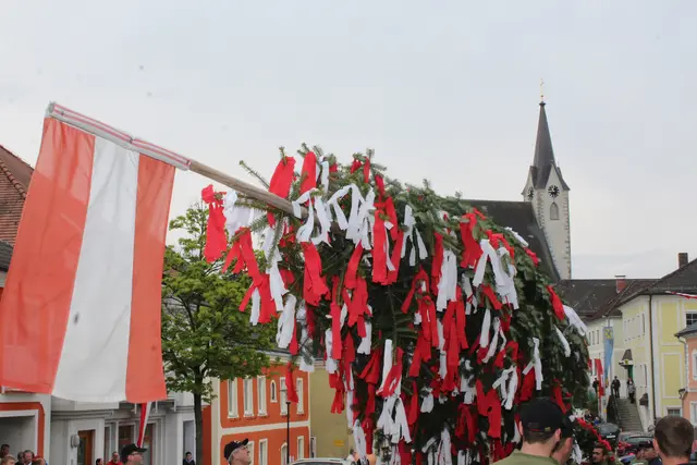  Der Maibaum wird in Pabneukirchen traditionell von der FF Pabneukirchen aufgestellt. Heuer ist ein Maibaumfest am Sonntag, 3. Mai, ab 9.30 Uhr am Marktplatz.  | Foto: Zinterhof