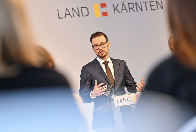 Kärntens Wirtschafts- und Energielandesrat Sebastian Schuschnig kritisiert "Wasserzins" des Finanzministeriums. | Foto: LPD Kärnten/Bauer