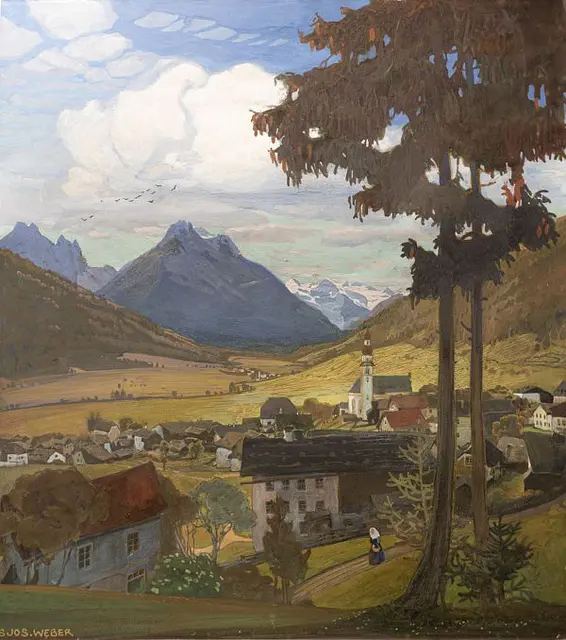 Hans Weber-Tyrol "Plakatenwurf zur Stubaitalbahn 1904" - Tempera - 59 x 52cm | Foto: Galerie Augustin