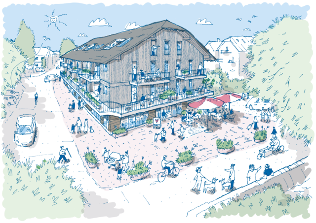 Neubau für Wohnungen und Geschäfte in Startphase