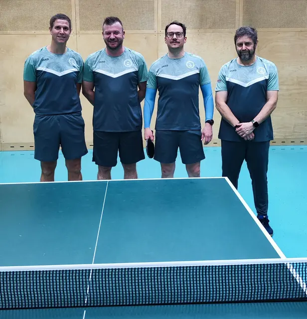 Die Spieler der 1. Mannschaft (von links nach rechts): Martin Heisler, Sebastian Ulbing, Karl Scheibmair und Georg Lagner. Nicht auf dem Foto: Philipp Ramitsch. | Foto: Eichberger/Union Raiba Hochburg-Ach