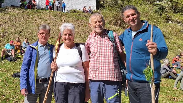 Das Begleitteam, v.li.n.re.: Br. Raphael, Maria Schlager, Toni Wintersteller u. Prior, Br. Thomas;