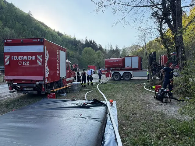 Die an die 50 eingesetzten Feuerwehren sorgen auch für die dementsprechende Wasserversorgung. | Foto: FF Gössendorf