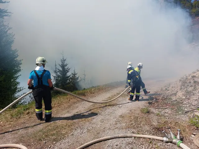 Rund 400 Feuerwehrkräfte kämpfen seit Samstag gegen die Flammen am Mühlbachkogel. | Foto: BFVGU