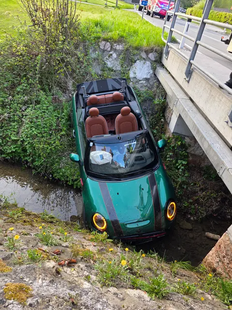 Cabrio landet in Bach