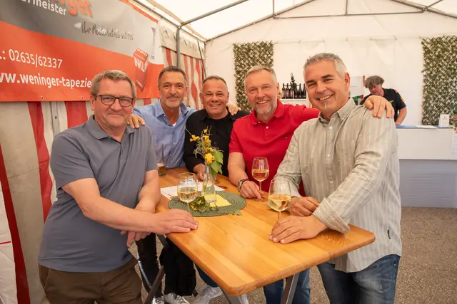 V.l.: Thomas Otter, Gerhard Muik, Reinhard Weninger, Uwe Egresits und Walter Gneist hatten Spaß am Stoafödfest. | Foto: er