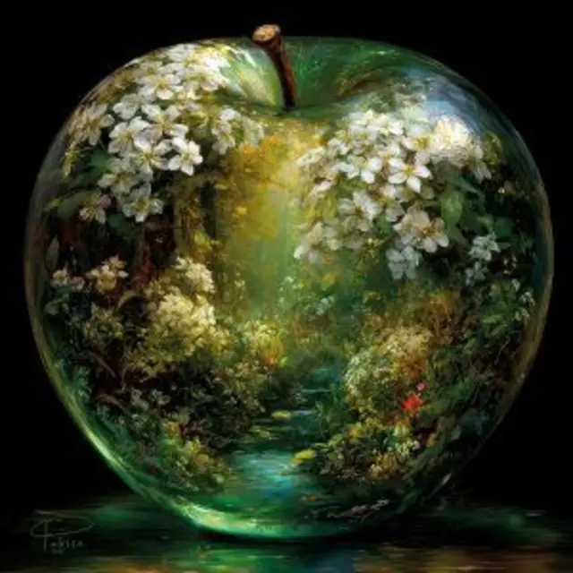 Kunstwerk von Künstler Patrice Bruvier mit dem Titel "Apfel im Frühling". | Foto: Patrice Bruvier - www.patriceart.at